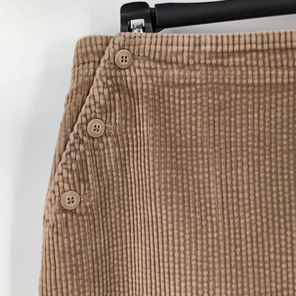 Vintage Tan Corduroy Button-Accent Mini Skirt Size 12 Bagatelle Preppy Skater - Picture 2 of 7